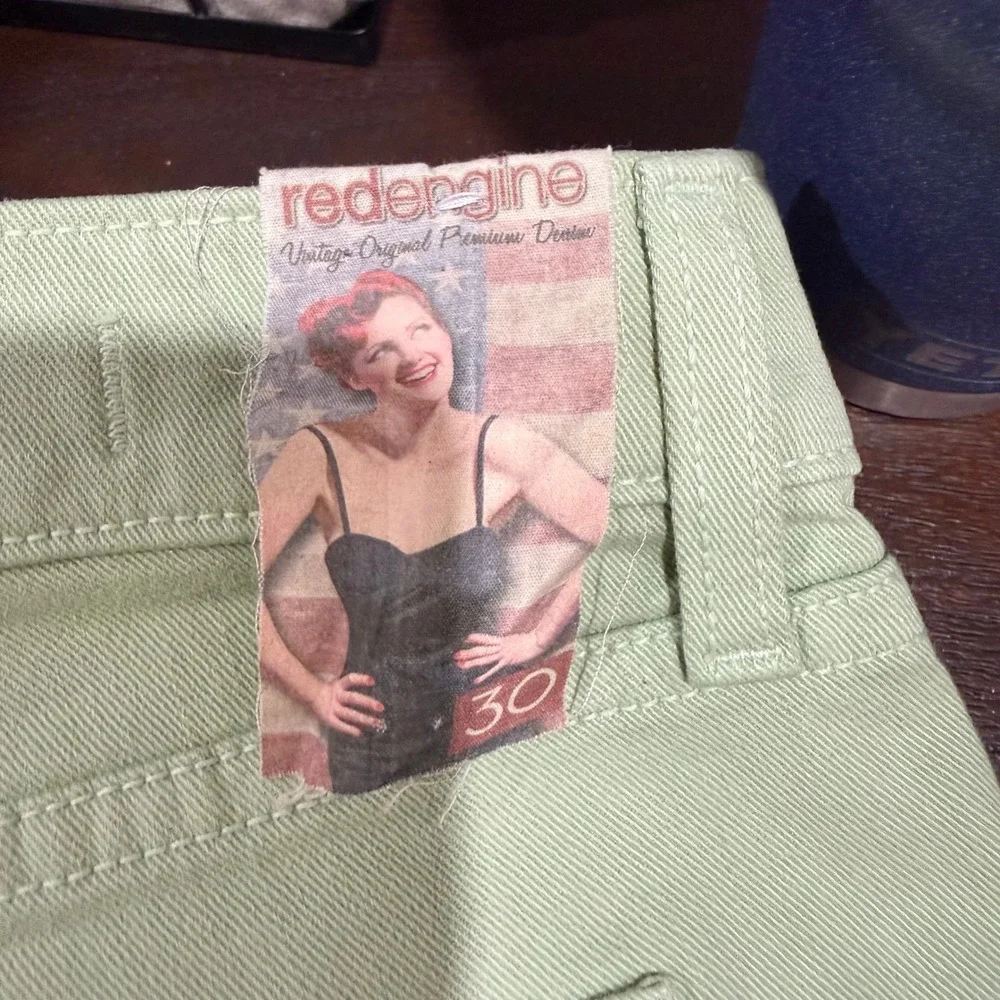 Red Engine Corvair Spearmint Green Roll Cuff‎ Boyshorts Sz 30 Made in USA 907-26